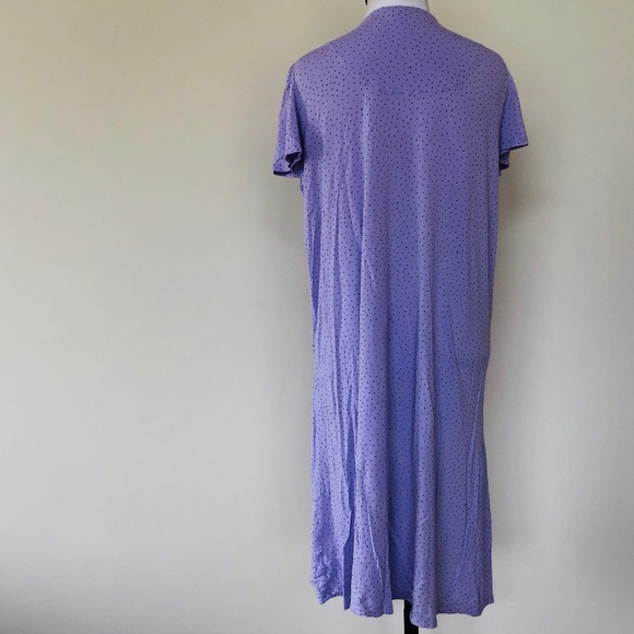 Nightgown Pullover Purple Polka Black Trim Short Sleeves CELESTIAL DREAMS - Picture 5 of 11